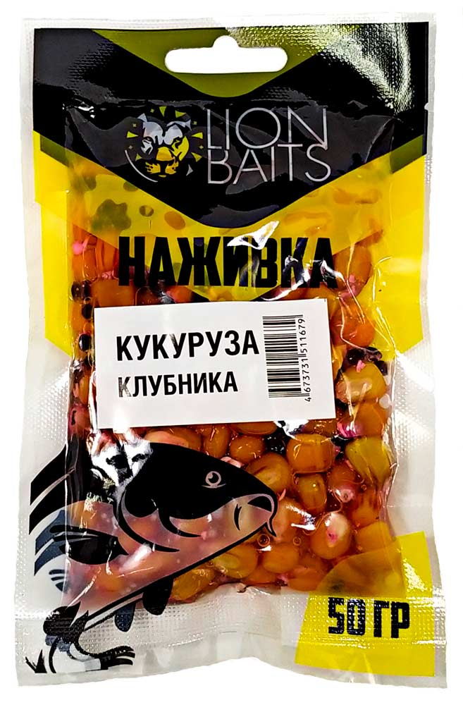 Кукуруза Lion Baits Наживка натуральная "КЛУБНИКА" 50г