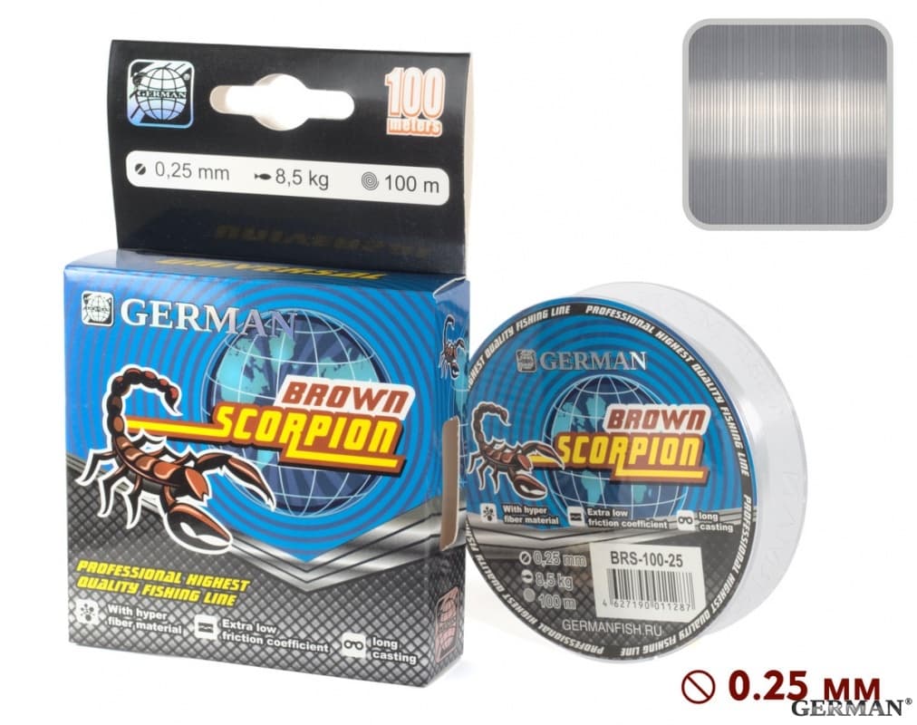 Леска "BROWN SCORPION - 2" 100 м / 0.25 мм