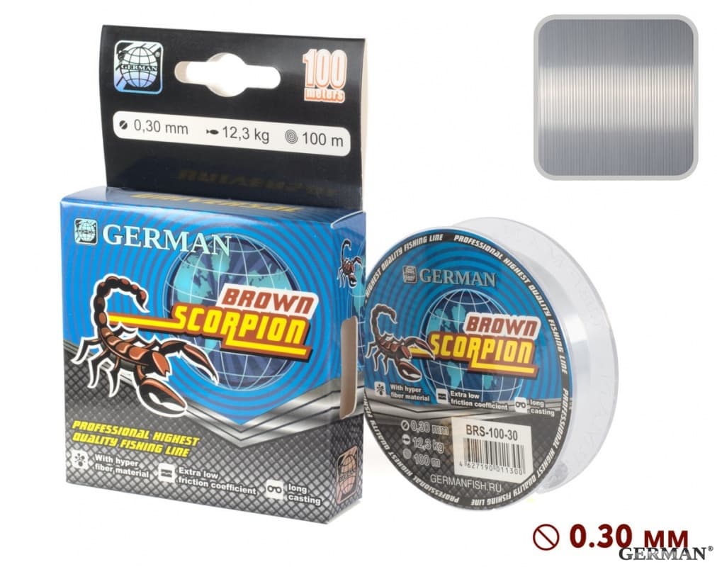 Леска "BROWN SCORPION - 2" 100 м / 0.30 мм