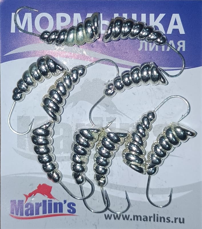 Мормышка литая "Marlin's" Личинка №4 3.19гр кр.Crown арт:7003-402 уп.10шт