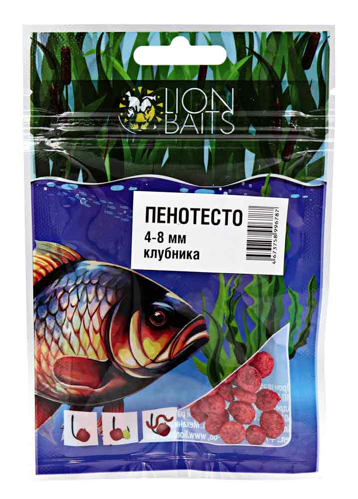 Пенотесто Lion Baits 4-8мм "КЛУБНИКА" 10г
