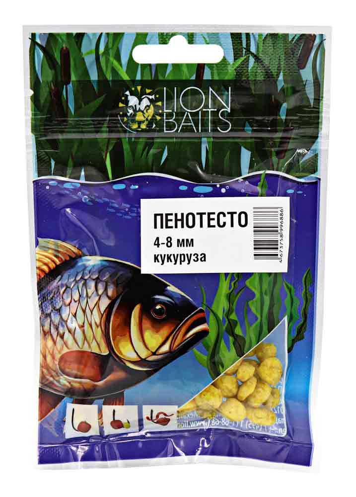 Пенотесто Lion Baits 4-8мм "КУКУРУЗА" 10г