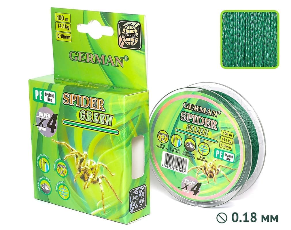Плетенка SPIDER-GREEN 100m 0.18мм