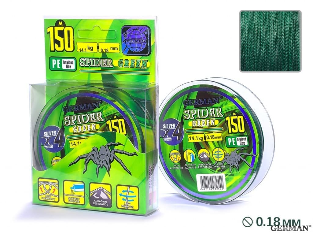 Плетенка SPIDER-GREEN 150m 0.18мм