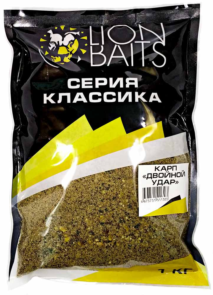 Прикормка Классика Lion Baits "КАРП ДВОЙНОЙ УДАР" 1 кг