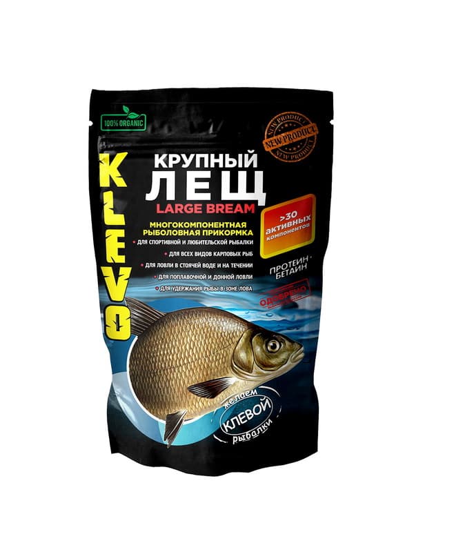 Прикормка KLEVO "КРУПНЫЙ ЛЕЩ" средний помол, красный ЧЕРВЬ 900г