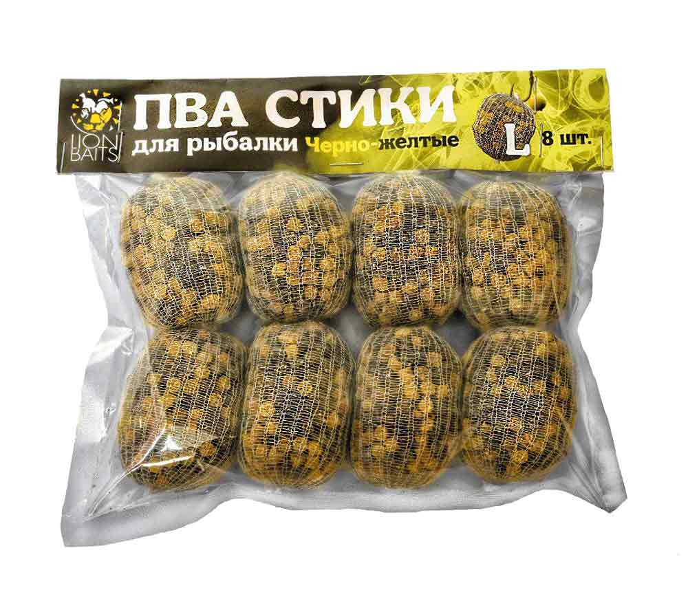 ПВА стики Lion Baits р.р.L "ЧЕРНО-ЖЕЛТЫЕ" 8шт