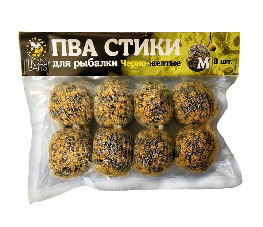 ПВА стики Lion Baits р.р.M "ЧЕРНО-ЖЕЛТЫЕ" 8шт