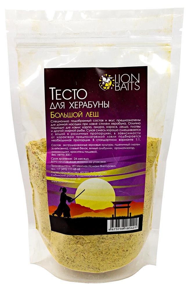 Тесто для Херабуны Lion Baits "БОЛЬШОЙ ЛЕЩ" 300г