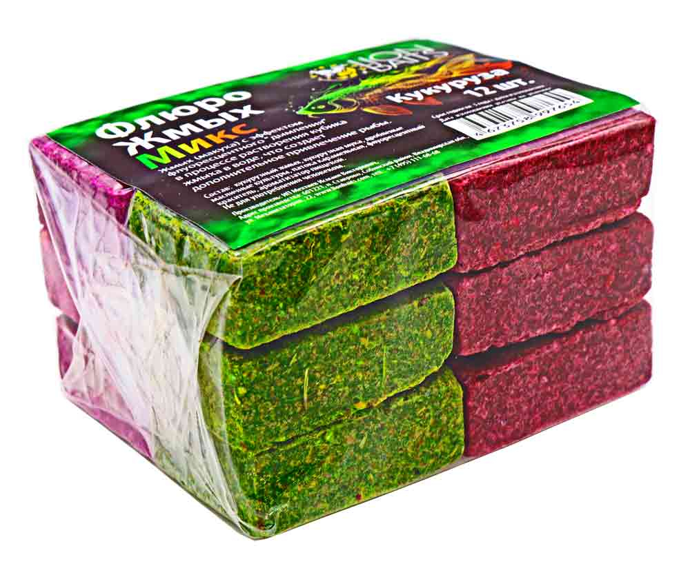 Жмых Флюро Lion Baits "Разноцветный микс" Макуха "КУКУРУЗА" 12шт