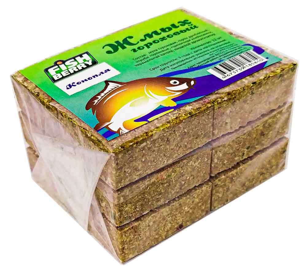 Жмых Гороховый Макуха Fishberry "КОНОПЛЯ" 12шт